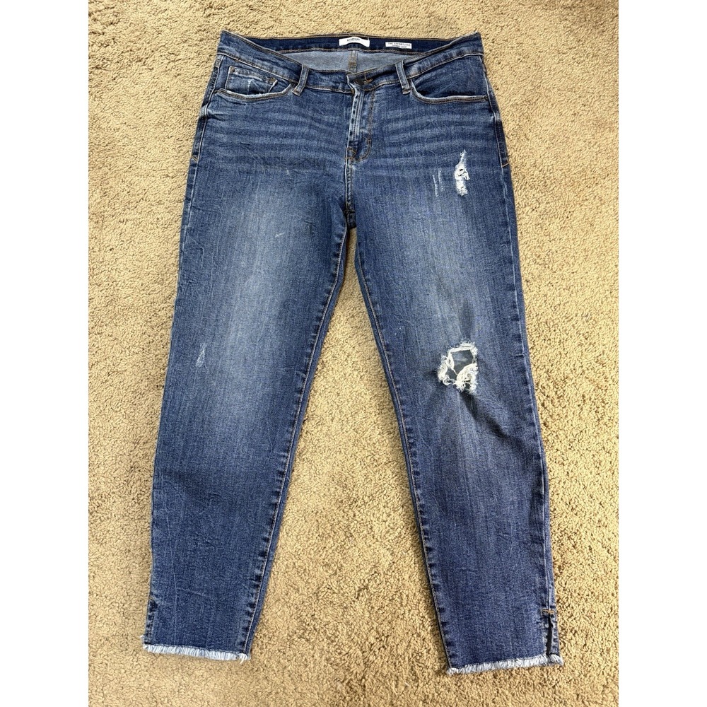 Kensie Jeans Women 10/30 The Effortless Skinny Crop Mid Rise Distressed Raw Hem